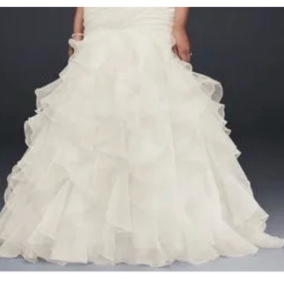 David's Bridal Organza Fit and Flare Gown with Vertical Ruffle size 12 - Picture 2 of 8